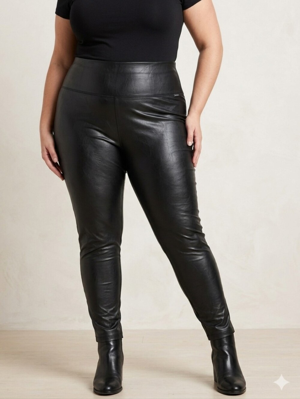 Women’s Black Faux Leather Jeggings,85%polyester,5%spandex,10%Pu